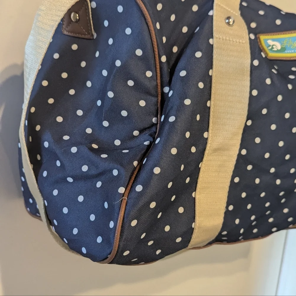 Lily Zen Bloom Polka Dot Weekender Travel Carry-on Bag Duffel 17" X 13" X 8" - Picture 3 of 11